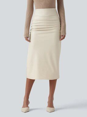 Halara High Waisted Tummy Control Ruched Midi Skirt